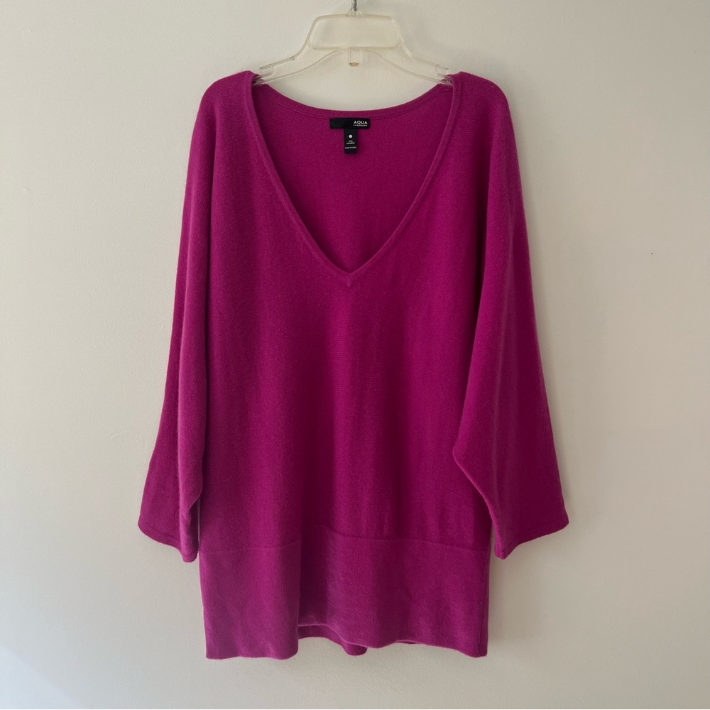 Aritzia Fuchsia V-Neck Oversized Sweater